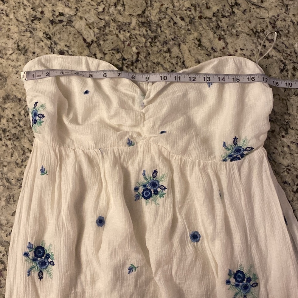 NWT SugarLips white blue floral embroidery strapless maxi dress XL - Picture 9 of 11